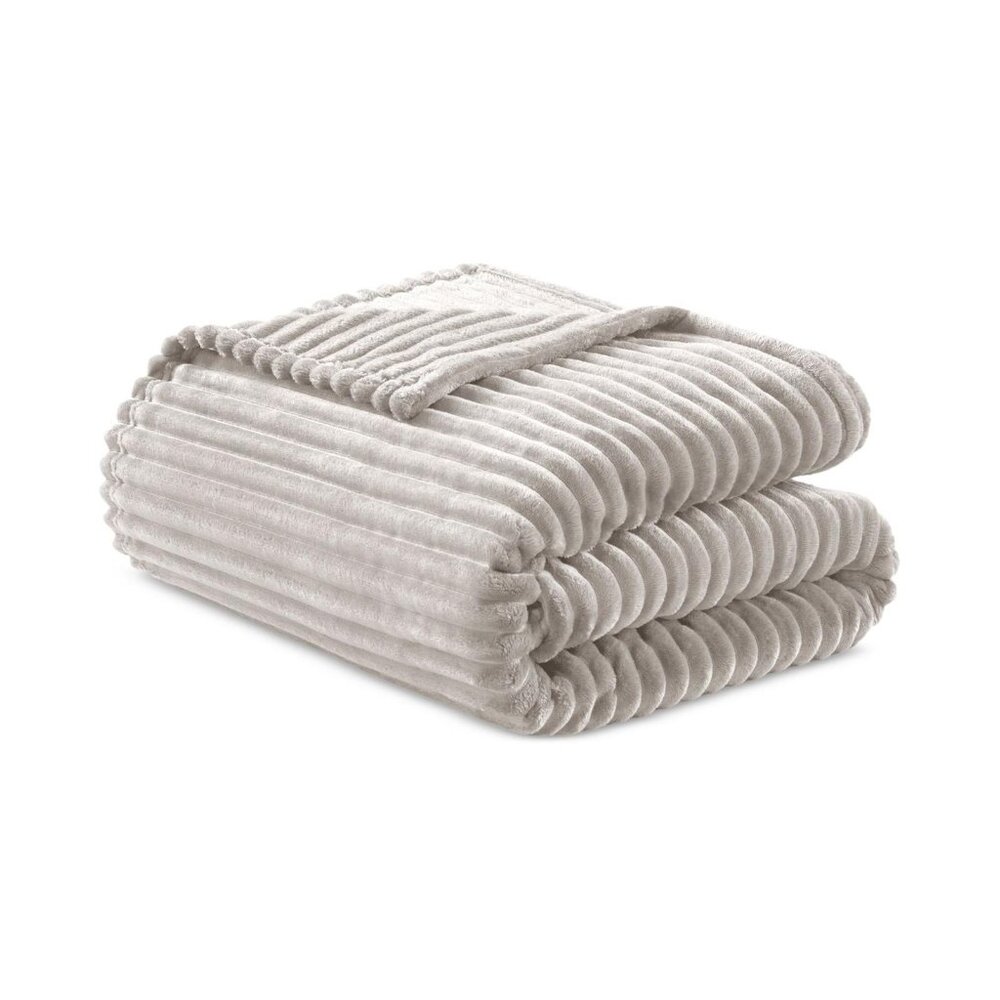 NWT Arch Studio Modern Ribbed Plush Blanket 100211915TW Silver Gray Twin